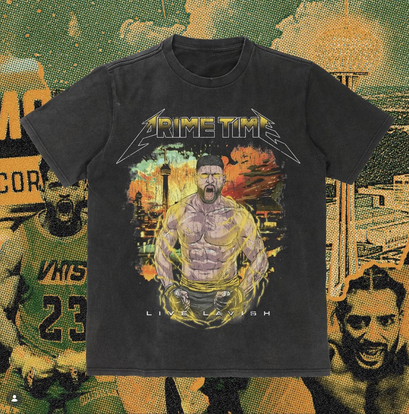 Prime Time apparel design from the LIVE LAVISH x Paragon Tattoo Studio collaboration