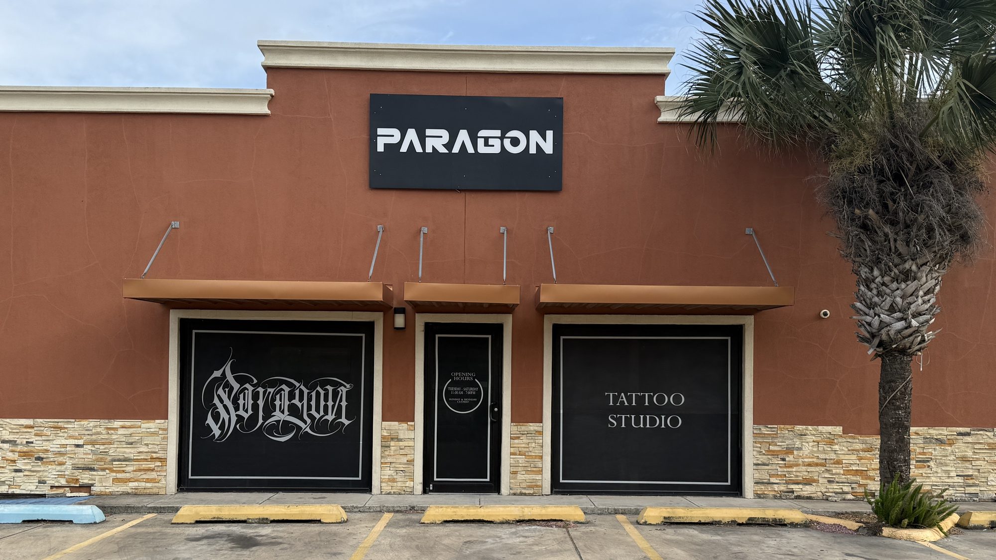 Paragon Tattoo Studio storefront in Brownsville, Texas
